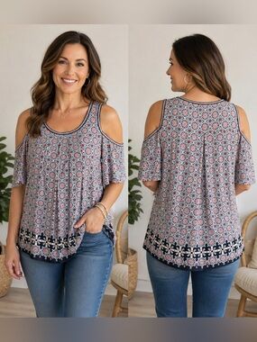 Max Studio Cold Shoulder Top-Size Small